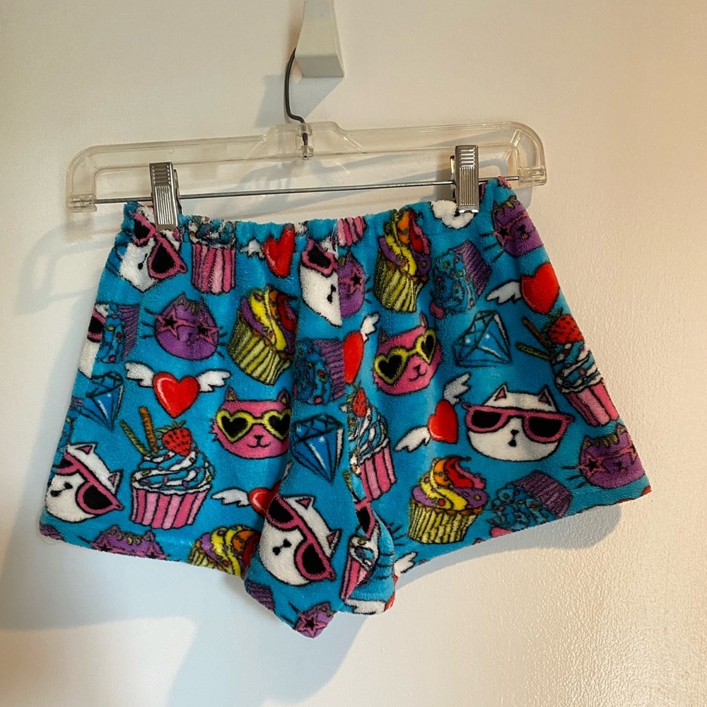 Cats and cupcakes fuzzy pajama shorts